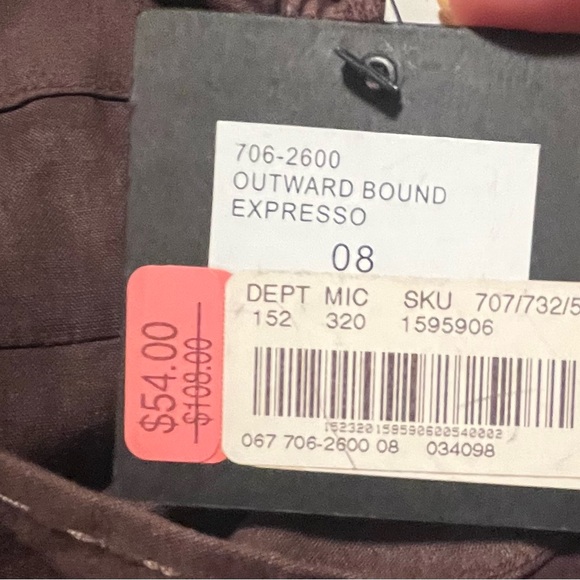 NEW. Reba Size 8 Brown Crinkle Look Ramie Loose Fit Pants With Macrame Belt - Picture 11 of 16